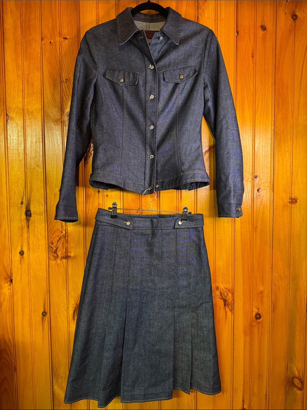 Zara Dark Denim Jacket and Skirt Set - Blue